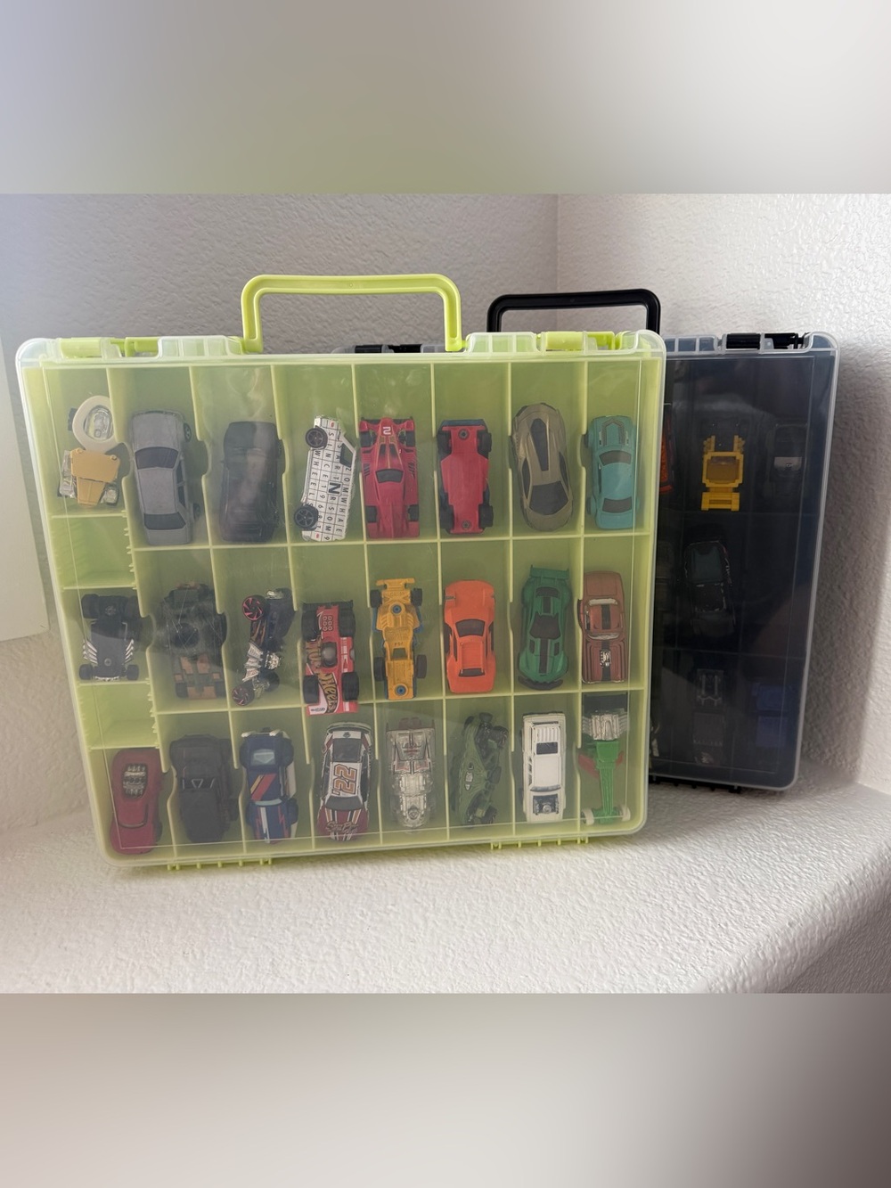 Double-Sided Hot Wheels Storage Cases with Cars Included (2 Cases)